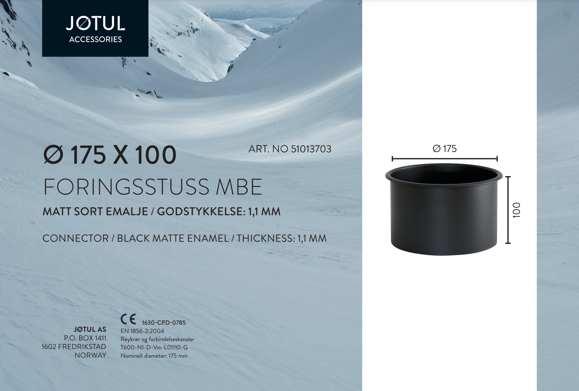 Ø175mm Mur / foringsstuss MBE - Bilde 2